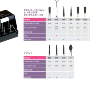 Prima Dental Diamond Bur Crown And Veneer Preparation Kit 14 Burs